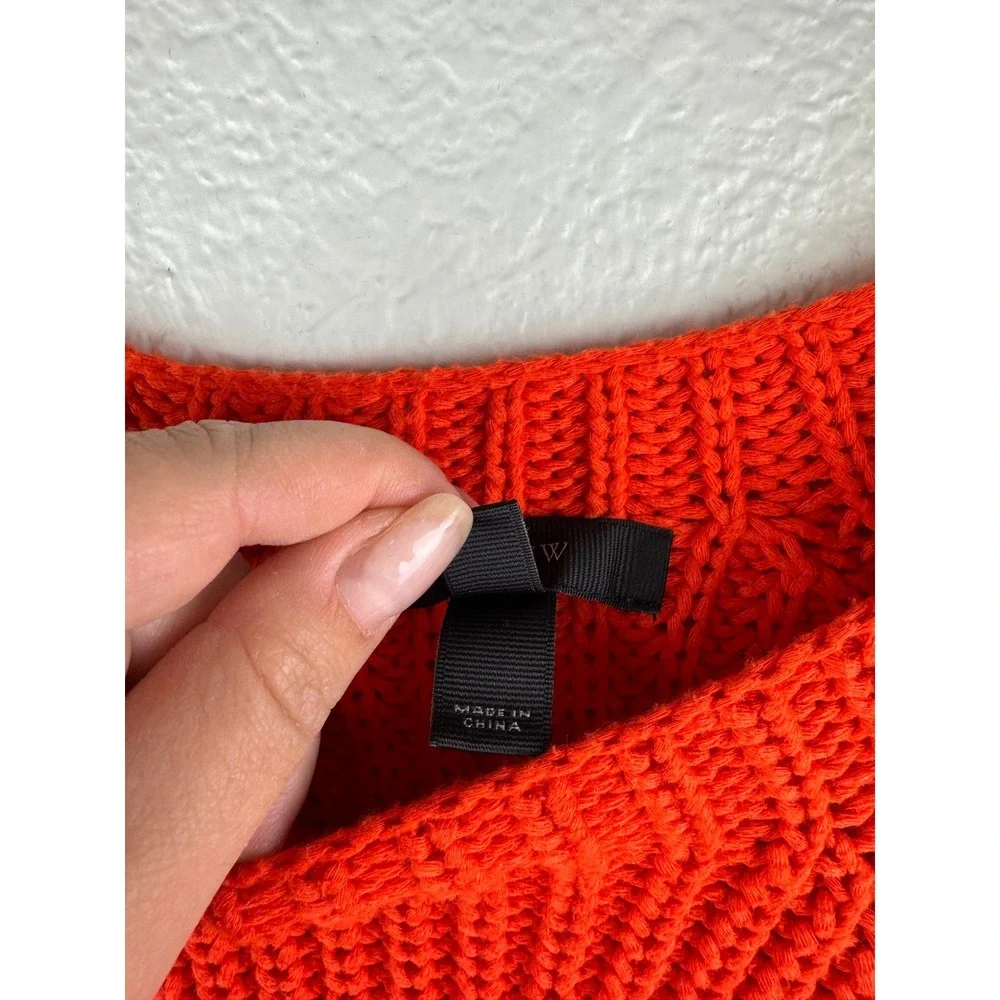 J Crew Bright Orange Ribbed Chunky Crew Neck Sweater Size‎ S Cozy Cottagecore